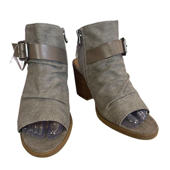 Blowfish Women's Taupe Open Toe Chunky Block Heel slouch Booties Size 7 New - Picture 1 of 12